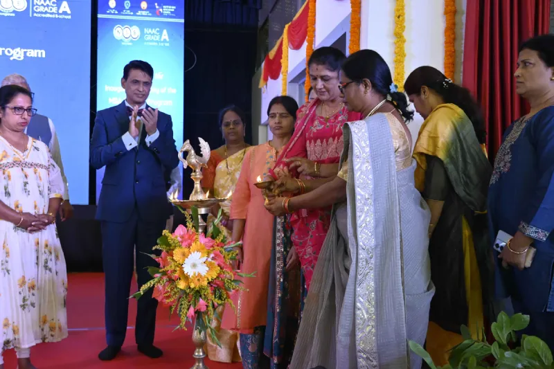 Ceremonial lamp lighting at the MBA and PGDM 2026-28 inauguration ceremony
